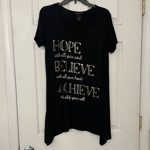 Ashley Stewart Black Tee with Inspirational Text